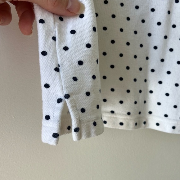 Y2K Kim Rogers White Polka Dot Cotton Polo Shirt Preppy Mod Retro Tee Small - Picture 5 of 12